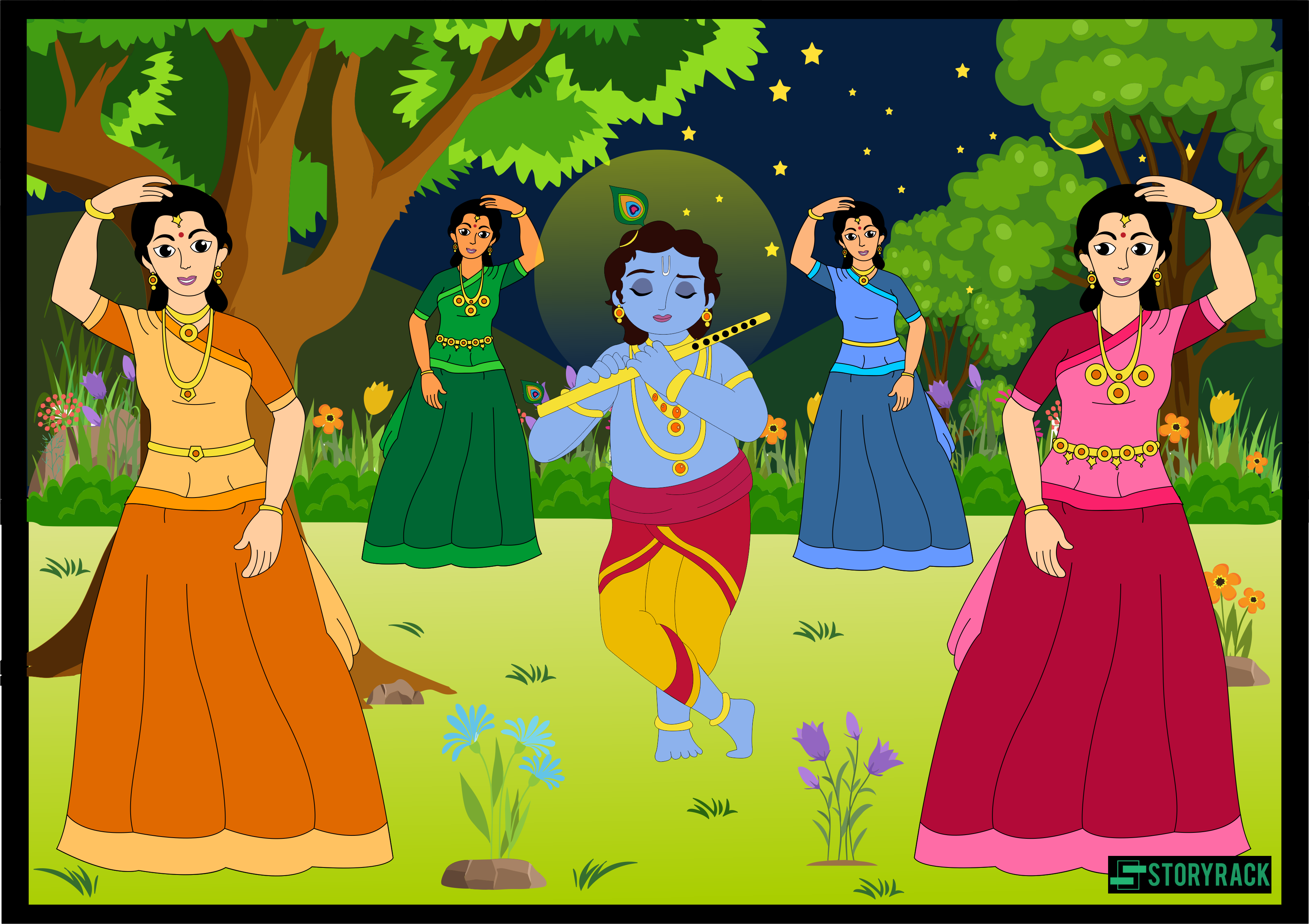 Krishna, Gopis and Gopas
